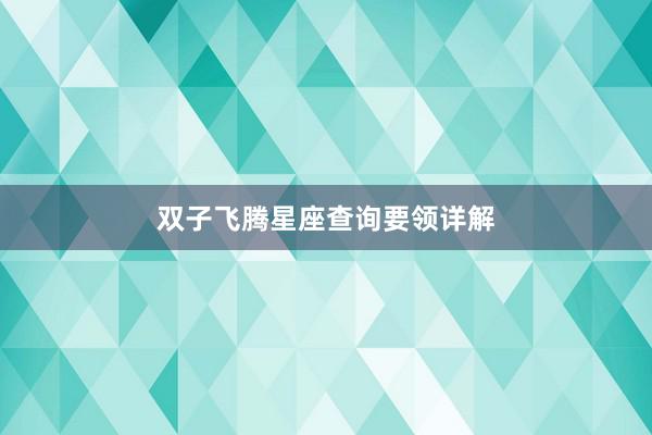 双子飞腾星座查询要领详解